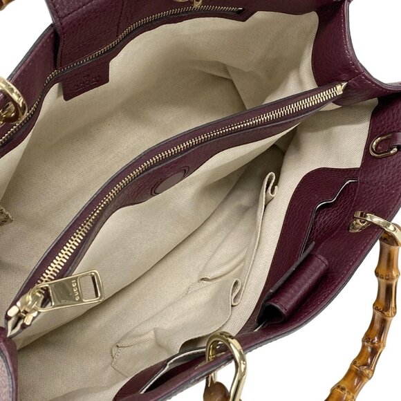 GUCCI Bamboo Shopper Bordeaux Leather Tote Bag bran-796-090625 - Picture 11 of 16